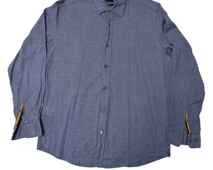 Boss Men's Blue Regular Fit Stretch Long Sleeve Shirt