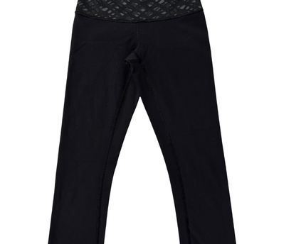 Lululemon Black High-Waist Cropped Leggings with Patterned Waistband