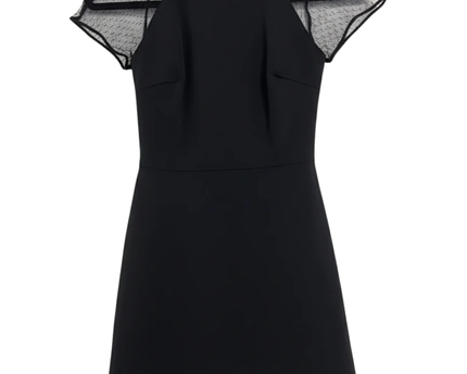 Zara Black Mesh Polka Dot Cap Sleeve Mini Dress