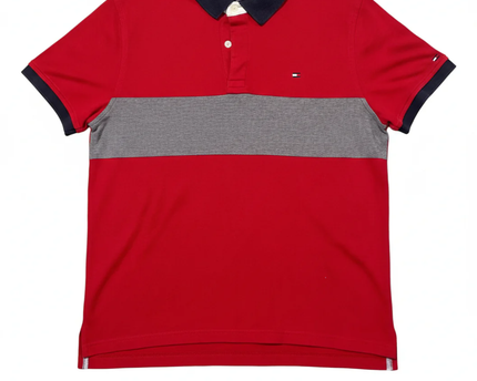 Tommy Hilfiger Red Color-Block Stripe Polo Shirt