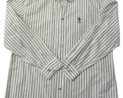 U.S. Polo Assn. Green Striped Long Sleeve Button-Down Shirt