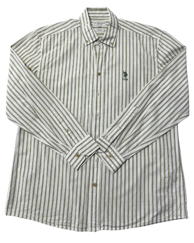 U.S. Polo Assn. Green Striped Long Sleeve Button-Down Shirt