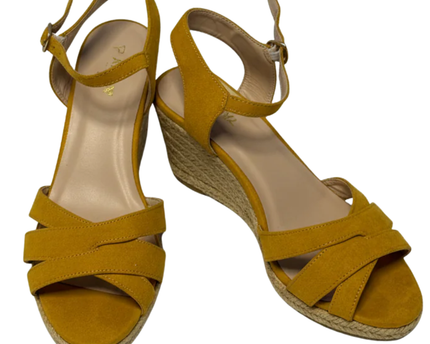 ABI Yellow Suede Espadrille Wedge Sandals