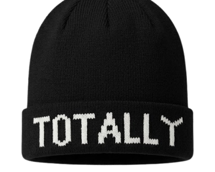 Hollister Black 'TOTALLY' Graphic Knit Beanie