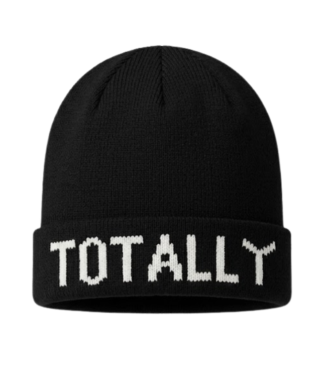 Hollister Black 'TOTALLY' Graphic Knit Beanie