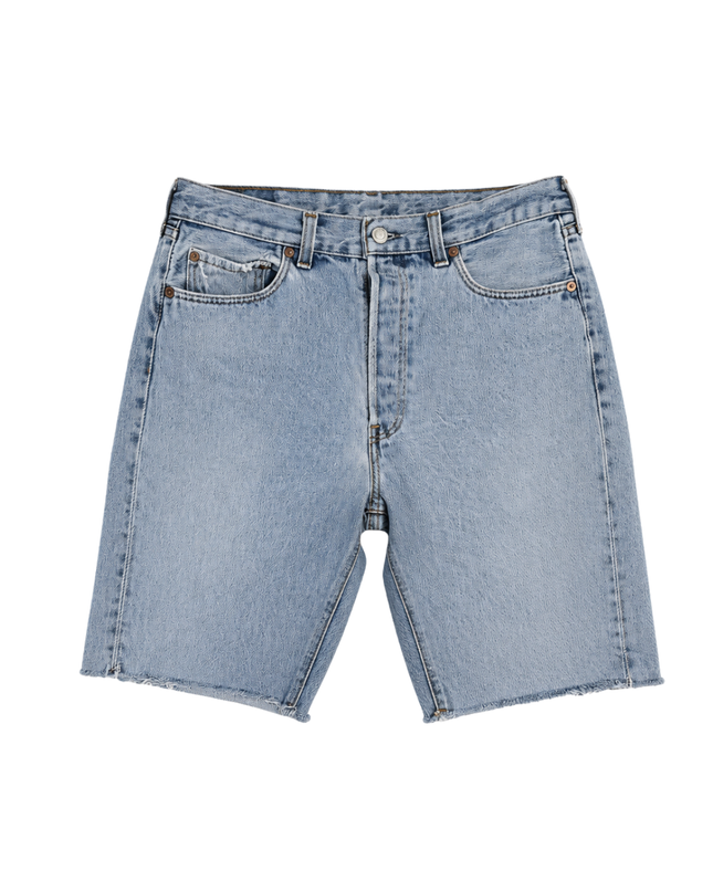 Levi's Blue 501 Raw Hem Denim Shorts
