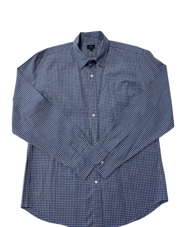 J.Crew Blue Gingham Heathered Cotton Button-Down Shirt