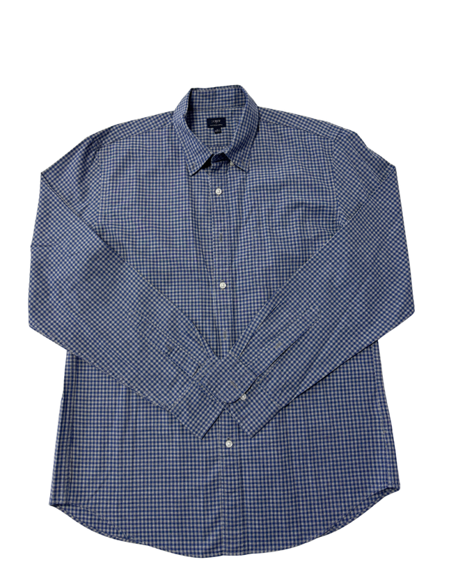 J.Crew Blue Gingham Heathered Cotton Button-Down Shirt