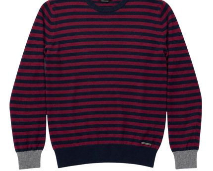 Kurt Geiger Red/Navy Striped Lambswool Crew Neck Sweater