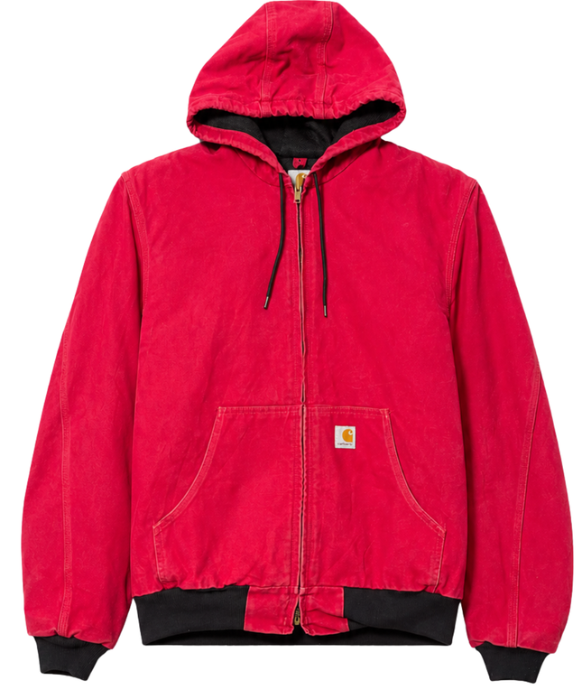 Carhartt Red Canvas Hooded Active Jacket XL