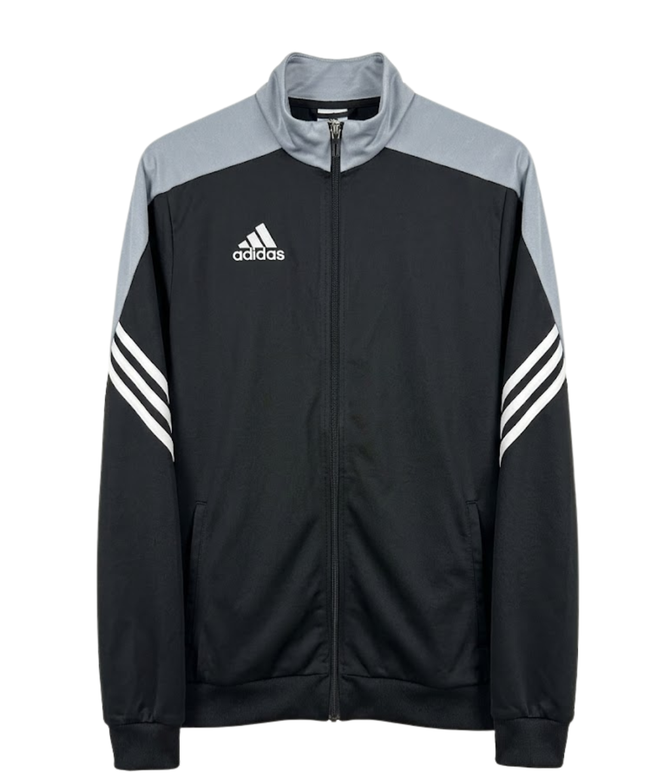 Adidas Black and Grey 3-Stripe Zip-Up Sports Jacket