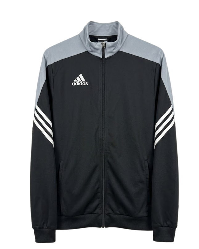 Adidas Black and Grey 3-Stripe Zip-Up Sports Jacket