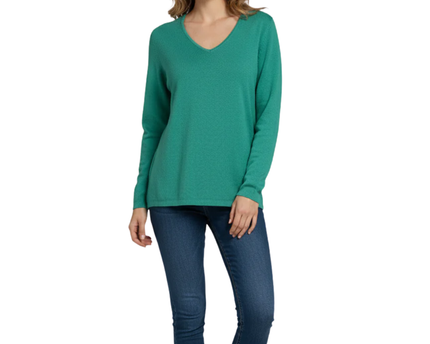 edc Vibrant Green V-Neck Lightweight Knit Sweater