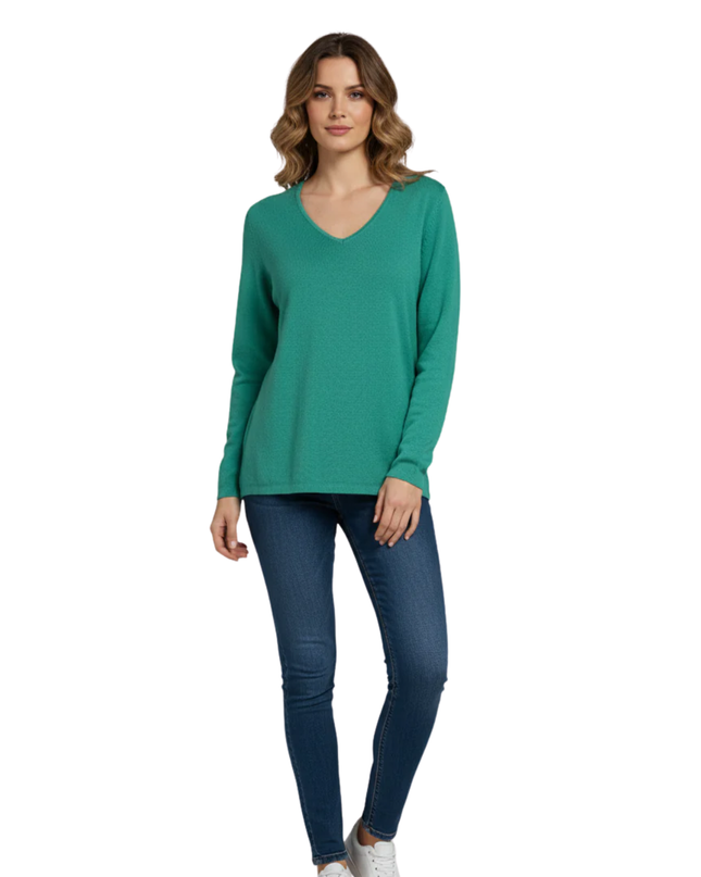 edc Vibrant Green V-Neck Lightweight Knit Sweater