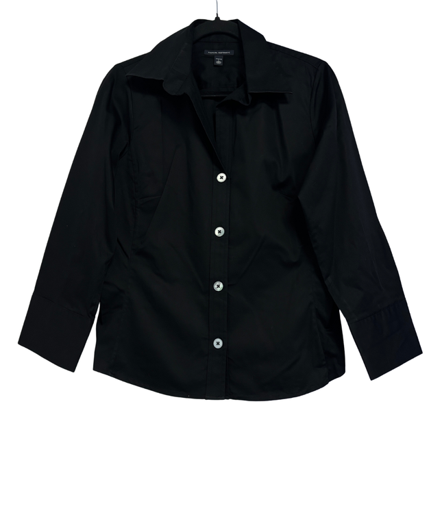 Banana Republic Black Stretch Button-Down Long Sleeve Shirt