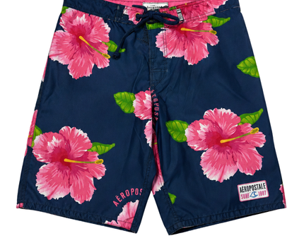 Aeropostale Navy/Pink Floral Print Board Shorts