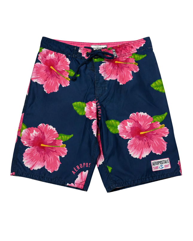 Aeropostale Navy/Pink Floral Print Board Shorts