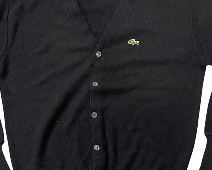 Vintage Izod Lacoste Black Knit V-Neck Cardigan Sweater