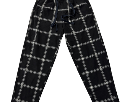 American Eagle Black Plaid Tapered Drawstring Pants