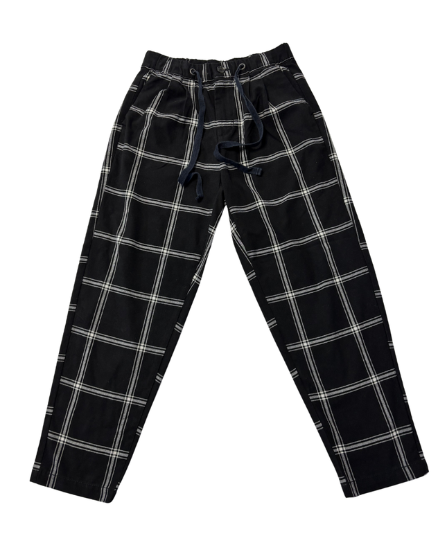 American Eagle Black Plaid Tapered Drawstring Pants