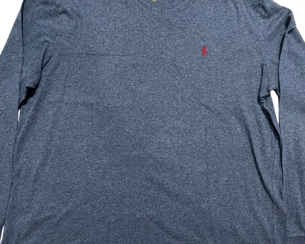 Polo Ralph Lauren Heather Blue Long Sleeve V-Neck T-Shirt