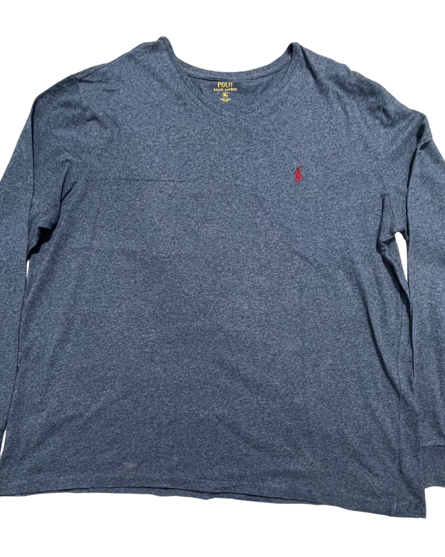 Polo Ralph Lauren Heather Blue Long Sleeve V-Neck T-Shirt