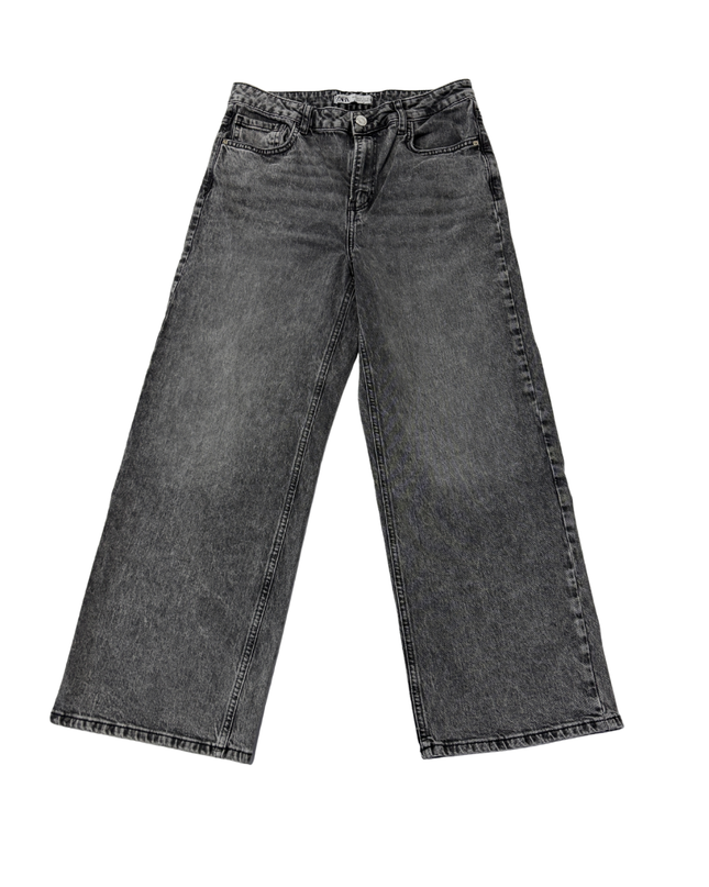 Zara Grey High-Waisted Wide Leg Jeans