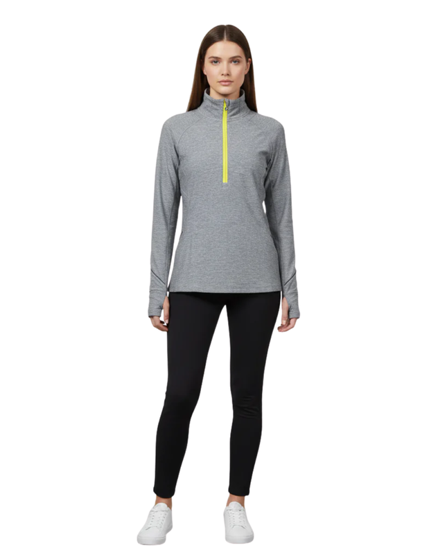 Lululemon Grey Heathered 1/2 Zip Long Sleeve Sports Top