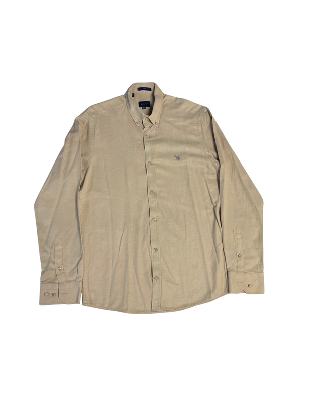 Gant Men's Beige Slim Fit Long Sleeve Button-Down Shirt