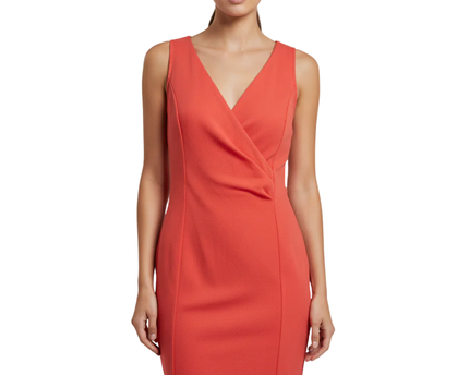 Zara Basic Red Wrap Front Sleeveless Bodycon Dress