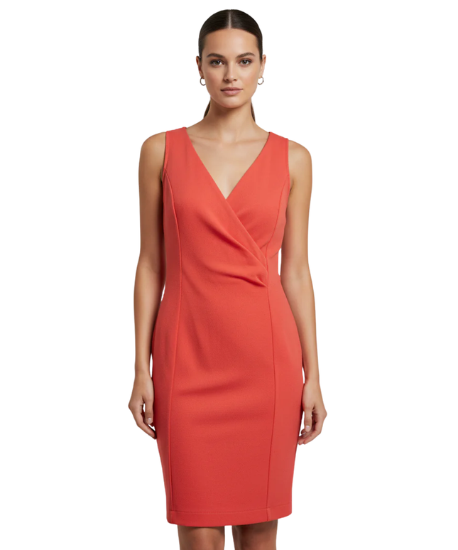 Zara Basic Red Wrap Front Sleeveless Bodycon Dress