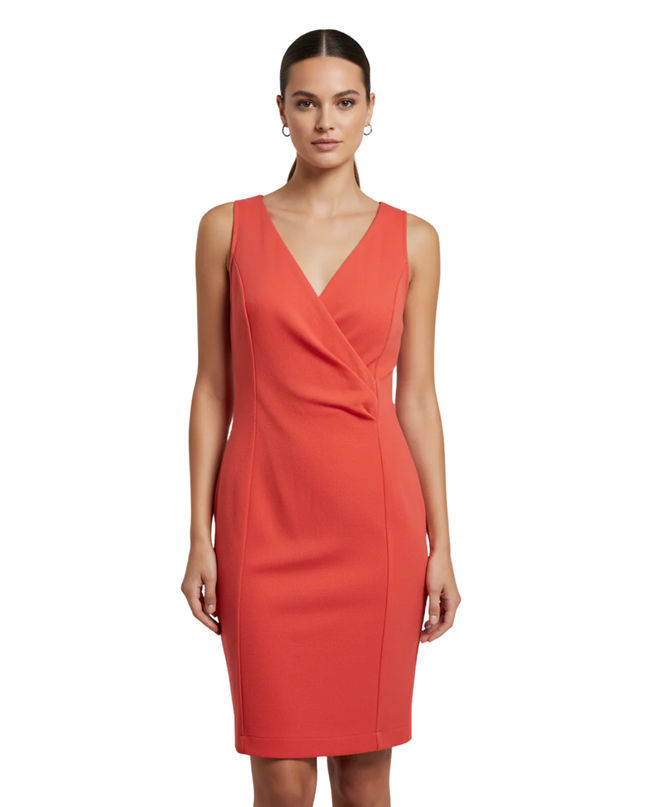 Zara Basic Red Wrap Front Sleeveless Bodycon Dress