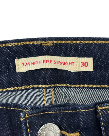 Levi's 724 High-Rise Straight Indigo Blue Denim Jeans - M | Waist: 30"