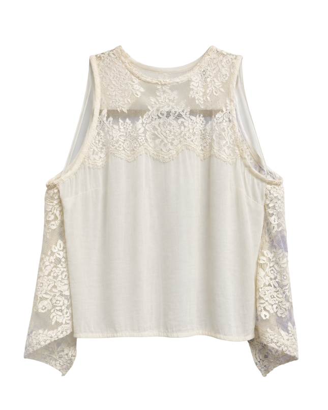 Free People Cream Lace Trim Halter Top