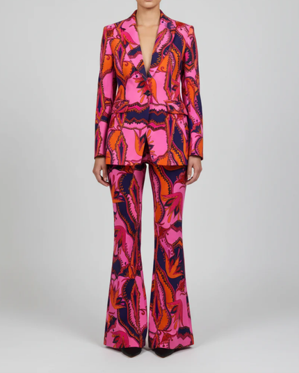Never Fully Dressed Pink Paisley Print Tailored Suit Set