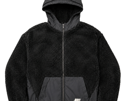 Nike Black Sherpa Fleece Hooded Full-Zip Jacket