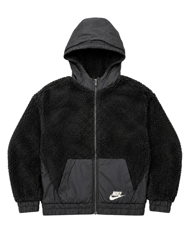 Nike Black Sherpa Fleece Hooded Full-Zip Jacket