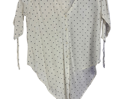 Abercrombie & Fitch White Polka Dot V-Neck Blouse