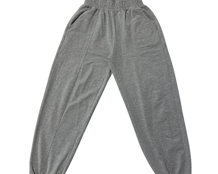 Bershka Gray High-Waisted Seam-Detail Jogger Pants