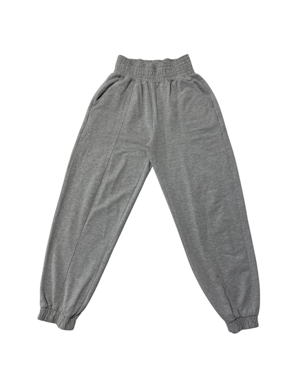 Bershka Gray High-Waisted Seam-Detail Jogger Pants