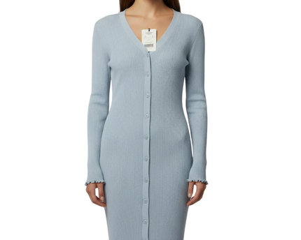 Don't Call Me Jennyfer Sky Blue Ribbed Knit Button-Down Mini Dress W/Tags