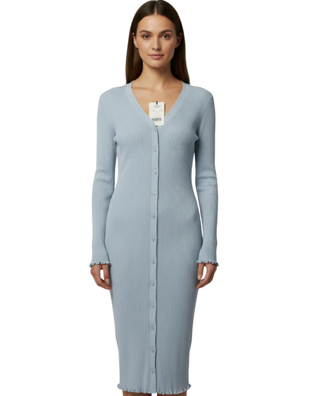 Don't Call Me Jennyfer Sky Blue Ribbed Knit Button-Down Mini Dress W/Tags