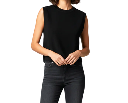 Zara Black Ribbed Knit Sleeveless Cropped Vest