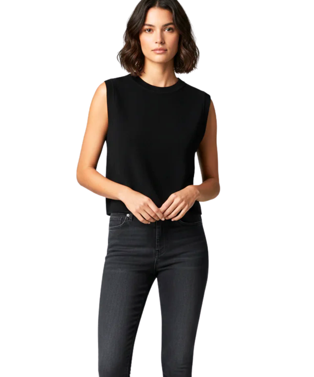 Zara Black Ribbed Knit Sleeveless Cropped Vest