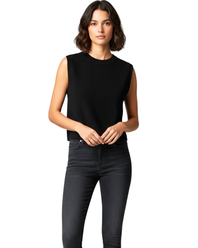 Zara Black Ribbed Knit Sleeveless Cropped Vest