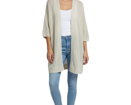 ROXY Cream Open Knit Relaxed Cardigan