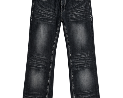 HAYDEN.K Black Distressed Contrast Stitch Wings Jeans