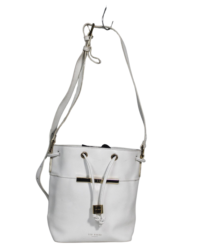Ted Baker White Saffiano Leather Bucket Bag