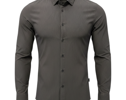 BOSS Regular Fit Grey Micro-Stripe Long Sleeve Shirt