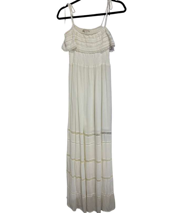 Springfield White Smocked Boho Maxi Dress